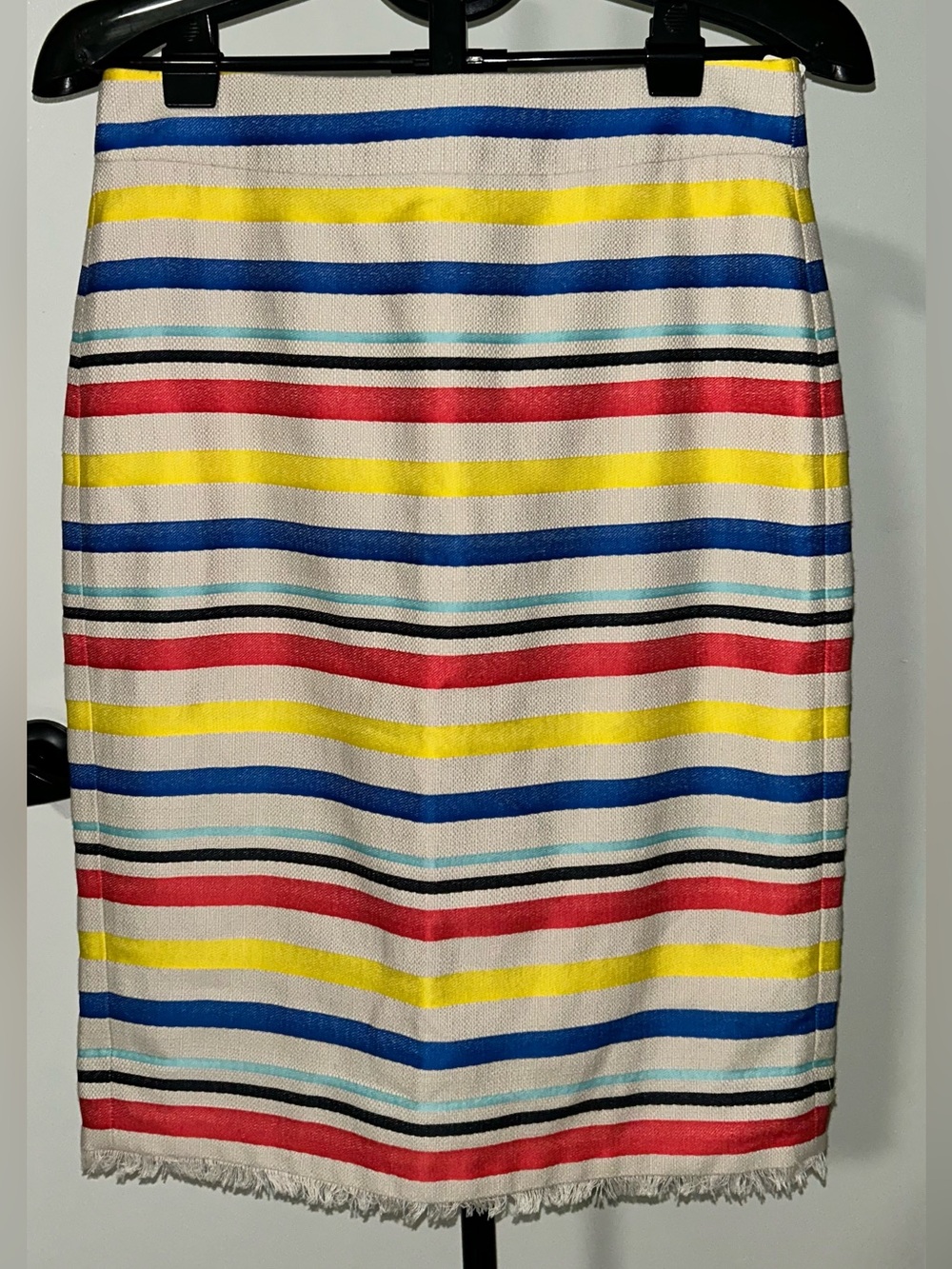 J. Crew Multicolor Striped Pencil Skirt - Cream, Blue, Yellow, Red